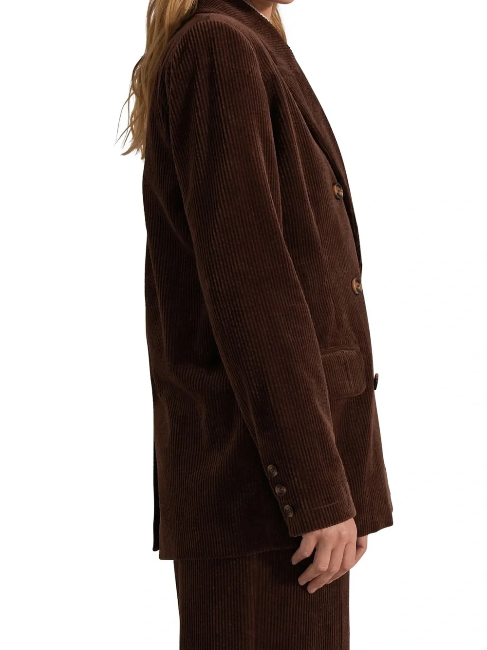 Favorite Daughter The Agnes Blazer | Brown Corduroy Double-Breasted Blazer - Picture 3 of 3